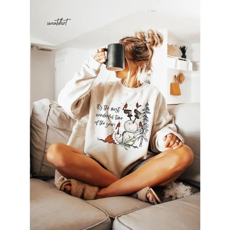 Snowman Shirt, Christmas Sweatshirt, It's The Most Wonderful Time Of The Year, Christmas Shirt, Christmas Shirt for...