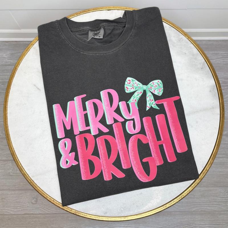 Snowy Merry & Bright Comfort Colors T-Shirt 'NLB' Hoodie, Sweatshirt | TeeBloomCo.com