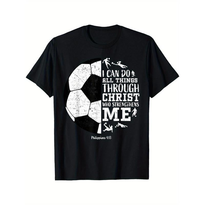 Soccer Gifts Men Women Sayings Christian T-Shirt - 100% Cotton Short Sleeve Tee - Comfortable & Stylish Round Neck