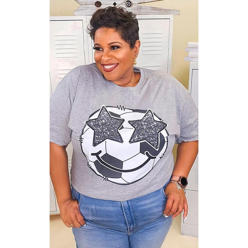 Soccer Star Smiley Graphic T-Shirt Hoodie, Sweatshirt | TeeBloomCo.com