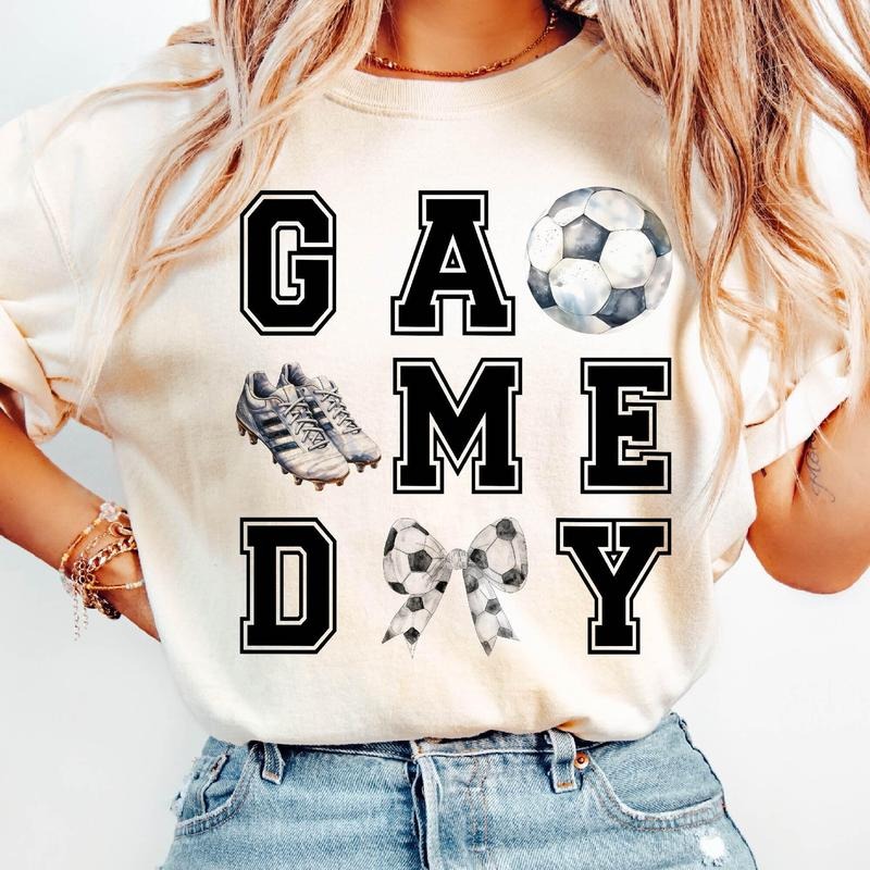 Soccer T-Shirt, Soccer Game Day T-Shirt, Coquette Soccer T-Shirt Shirt, Soccer Mama T-Shirt, Soccer Mom T-Shirt, Mother's...