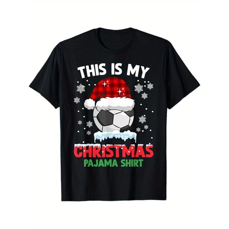 Soccer Xmas Pajama Boys Girls Soccer Christmas Pajama T-Shirt, 100% Cotton, Halloween Thanksgiving Christmas Gift for Men...