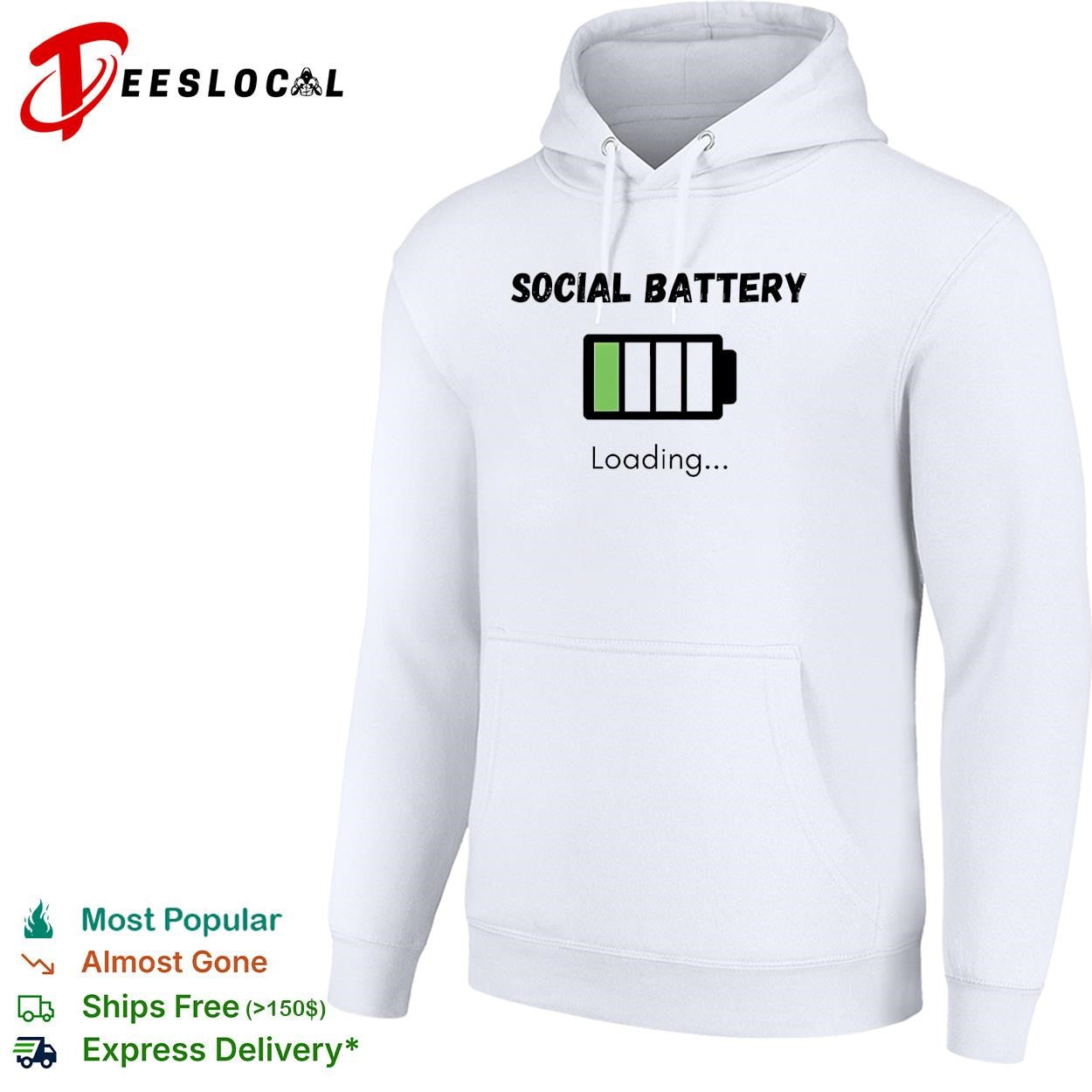 Social battery loading low introvert empty recharging funny shirt