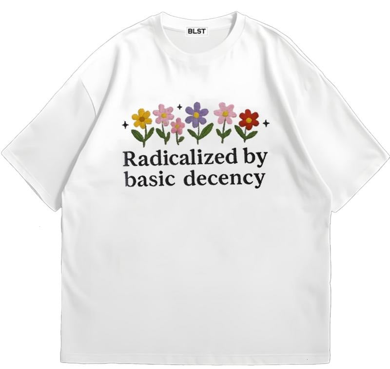 Socialist Radicalized by Basic Decency T-Shirt Retro Graphic Tee Retro Graphic Hoodie, Sweatshirt | TeeBloomCo.com