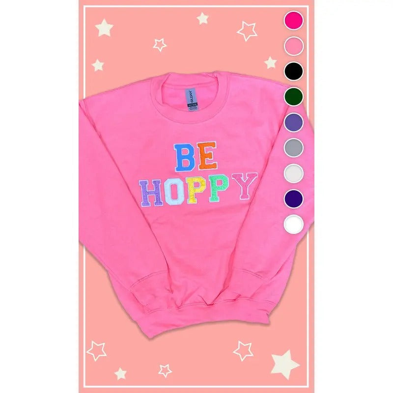 Soft Chenille Be Hoppy Easter Youth Sweatshirt - Cozy Spring Vibes #BeHoppyEaster #EasterSweatshirt #ChenilleGlow...