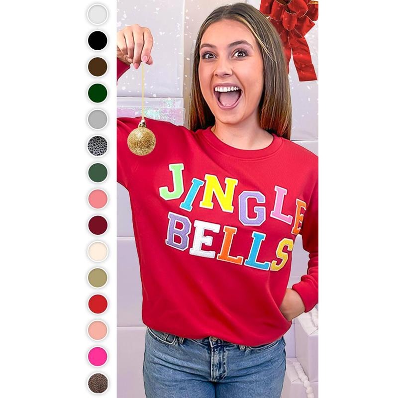Soft Chenille Jingle Bells Graphic Sweatshirt T-Shirts, Hoodie | TeeBloomCo.com