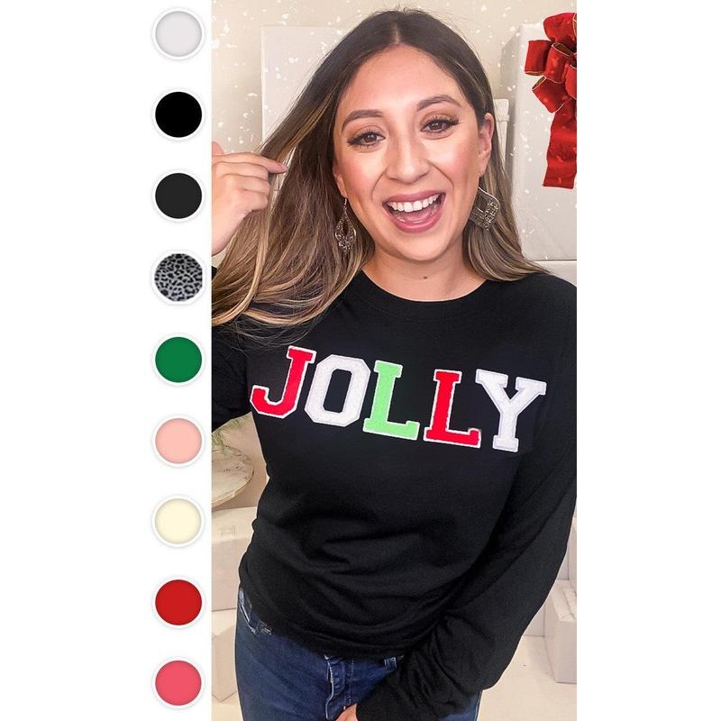 Soft Chenille Jolly Graphic Long Sleeve T-Shirtstyle{n002}2 T-Shirts, Hoodie, Sweatshirt | TeeBloomCo.com