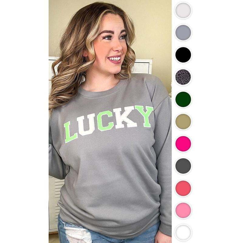 Soft Chenille Lucky Adult Sweatshirt T-Shirts, Hoodie | TeeBloomCo.com