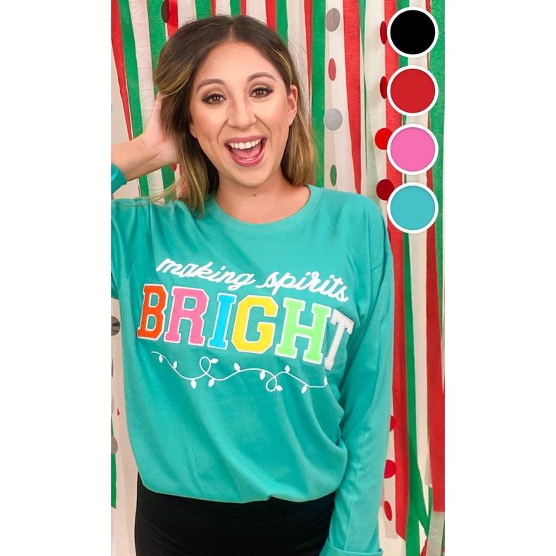 Soft Chenille Making Spirits Bright Boyfriend Long Sleeve T-Shirt Hoodie, Sweatshirt | TeeBloomCo.com