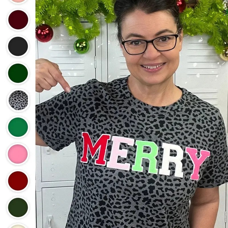 Soft Chenille Merry Graphic T-Shirt Hoodie, Sweatshirt | TeeBloomCo.com