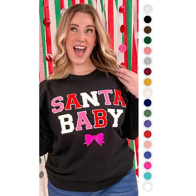 Soft Chenille Santa Baby Sweatshirt T-Shirts, Hoodie | TeeBloomCo.com