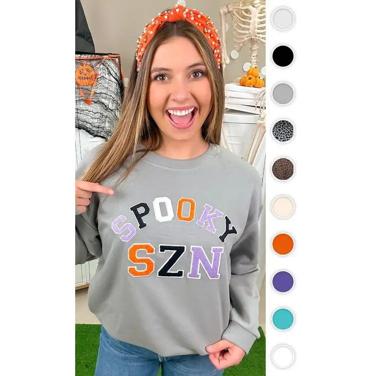 Soft Chenille Spooky SZN Graphic Sweatshirt T-Shirts, Hoodie | TeeBloomCo.com