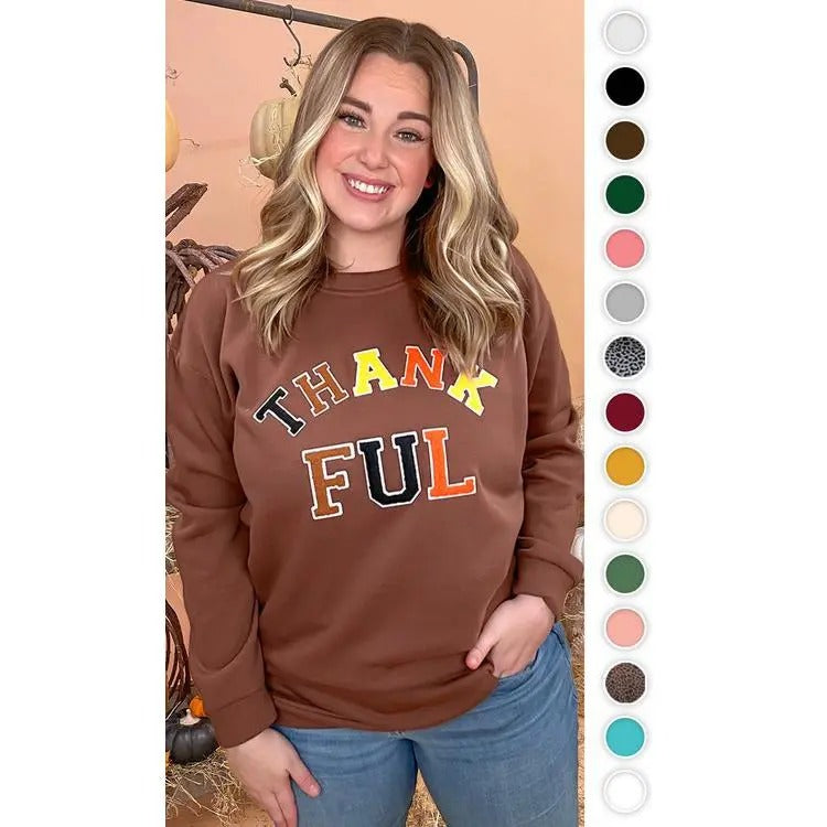Soft Chenille Thankful Graphic Sweatshirt - Cozy Fall Vibes #ThankfulSweat #SweatshirtStyle #FallGlow T-Shirts, Hoodie