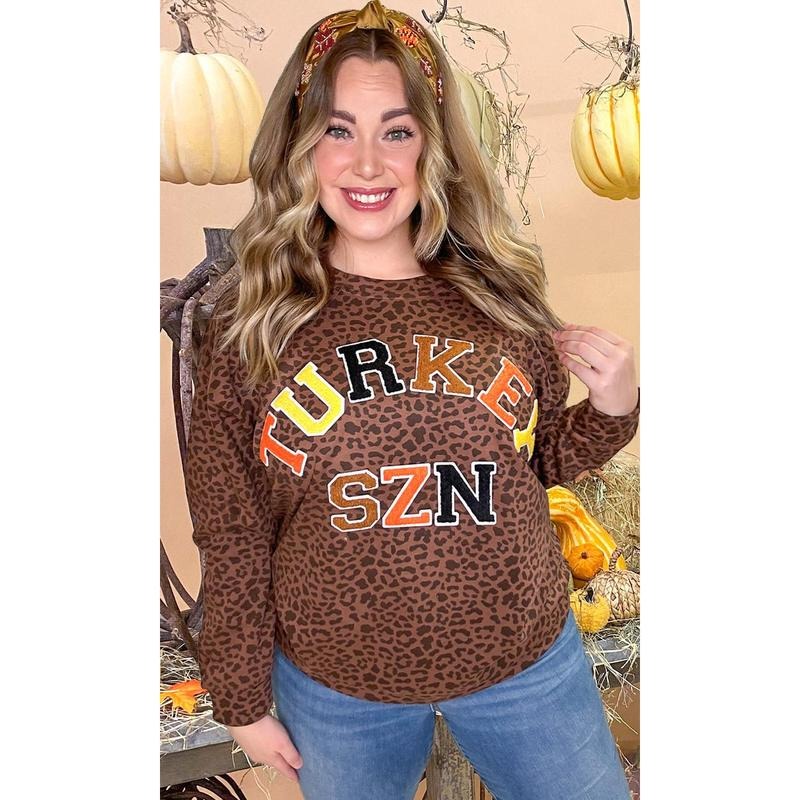 Soft Chenille Turkey SZN Sweatshirt T-Shirts, Hoodie | TeeBloomCo.com