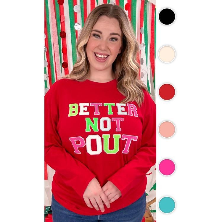 Soft Ideal Chenille Better Not Pout Boyfriend Long Sleeve T-Shirtstyle{n002}2 T-Shirts, Hoodie, Sweatshirt | TeeBloomCo.com