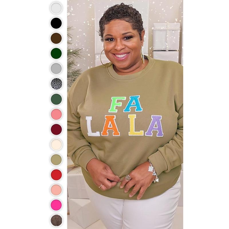 Soft Ideal Chenille Fa La La Graphic Sweatshirt T-Shirts, Hoodie | TeeBloomCo.com