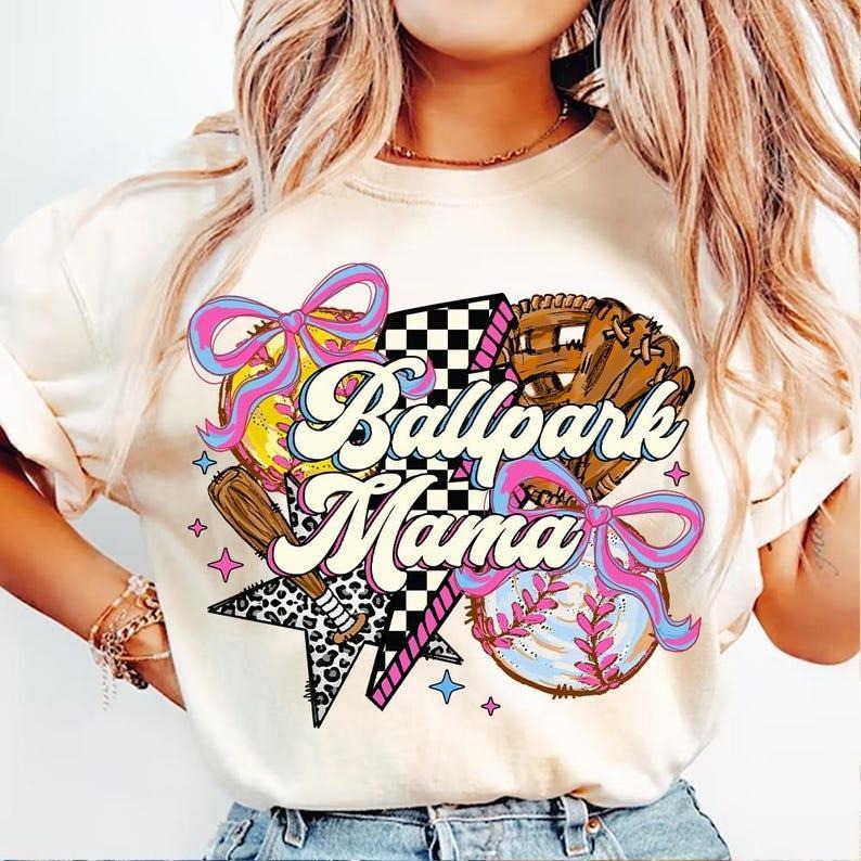 Softball Baseball Mama tshirt, Ballpark Vibes sweatshirt, Coquette Bow tshirt, Game Day T-Shirt Hoodie | TeeBloomCo.com