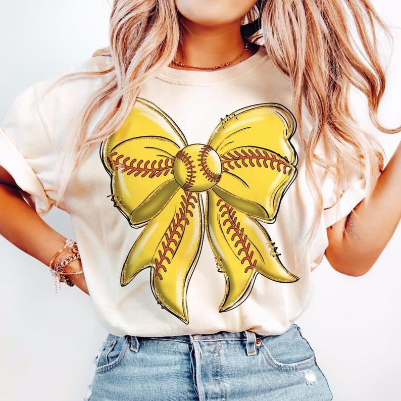 Softball Bow T-shirt, Coquette Bow, Game Day Softball, Mama, Softball Mom Hoodie, Sweatshirt | TeeBloomCo.com