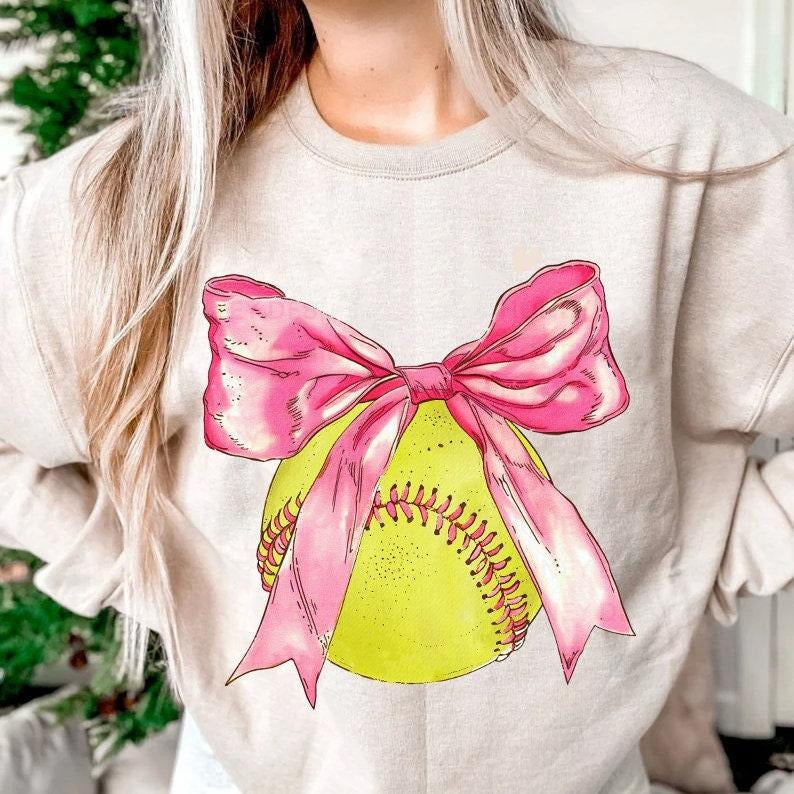 Softball Coquette Bow Sweater, Soft Girl Era Sweater, Baseball Sweater, Coquette Softball Shirt, Social Club, Softball...