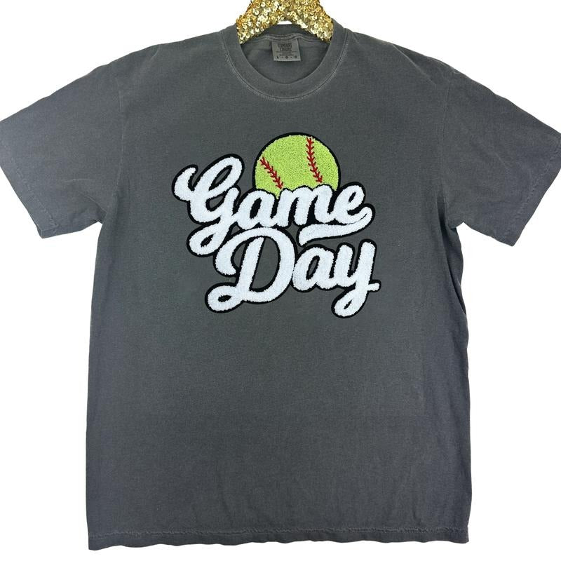 Softball Game Day Patch Comfort Colors T-Shirt Hoodie, Sweatshirt | TeeBloomCo.com