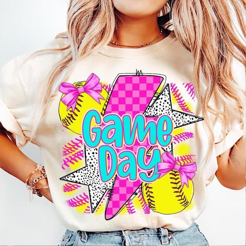 Softball Game Day Retro Checkered Dalmatian Coquette Mama T-Shirt Hoodie, Sweatshirt | TeeBloomCo.com