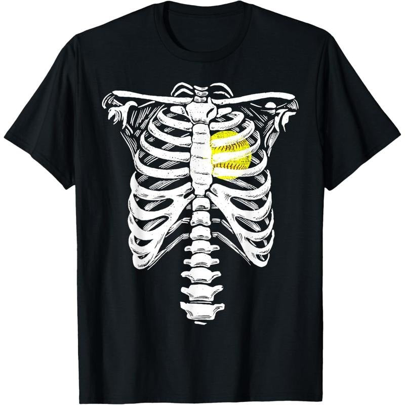 Softball Heart Skeleton Rib Cage Halloween Love Softball T-Shirt made in usa Hoodie, Sweatshirt | TeeBloomCo.com