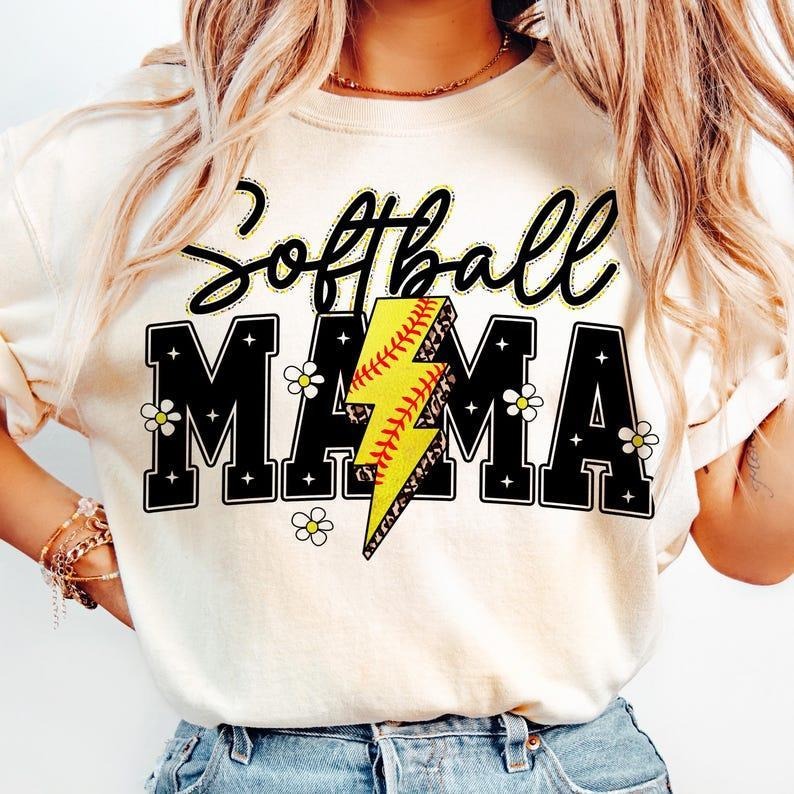 Softball Mama Varsity tshirt, Lightning Softball sweatshirt, Instant T-Shirt, mother's day gift Hoodie | TeeBloomCo.com