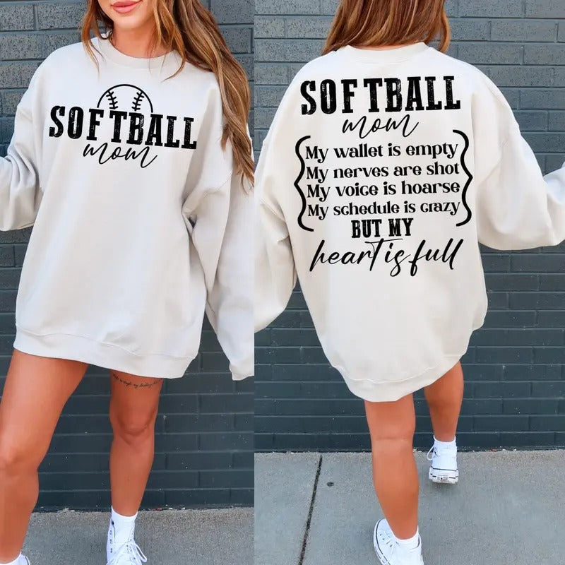 Softball Mom Wallet Is Empty Heart Is Full Shirt Softball Mom Svg Softball Mother Svg Png Digital Download Hoodie, Sweatshirt