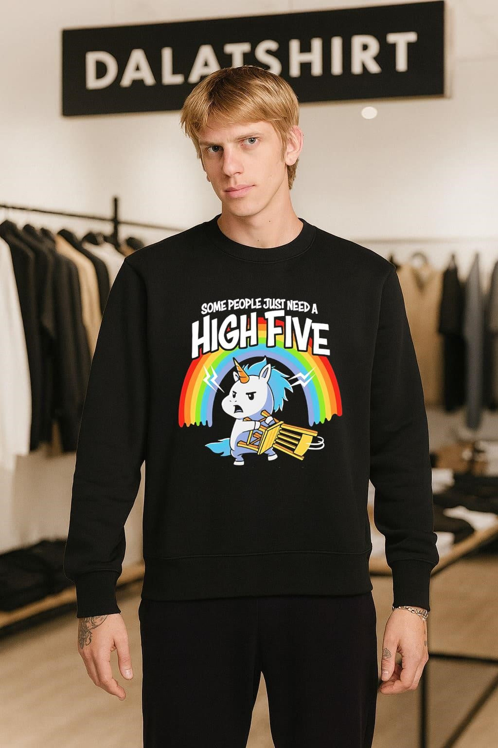 Some People Just Need a High Five Unicorn Metal Chair shirt