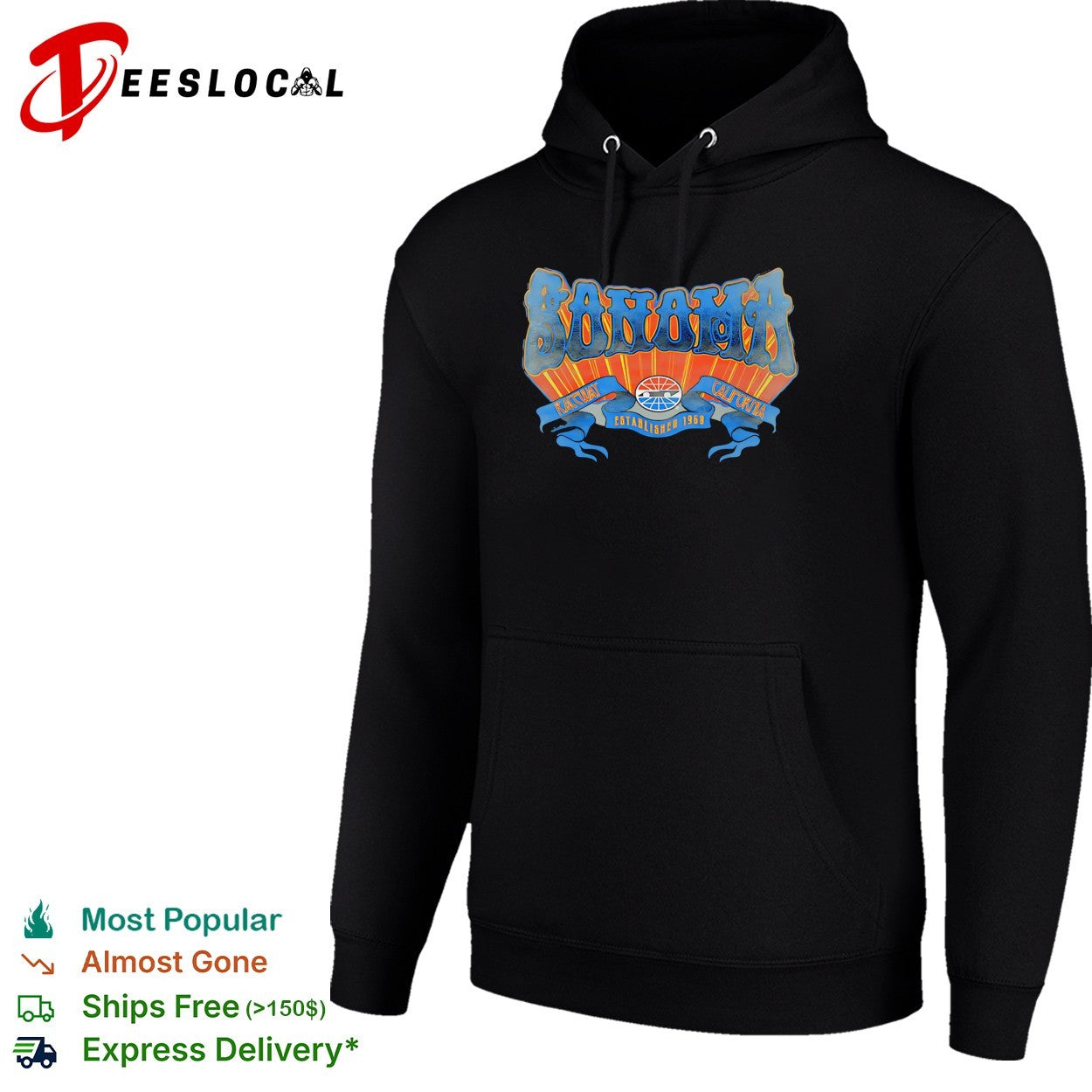 Sonoma Raceway est 1968 Sonoma California vintage sunburst banner retro shirt