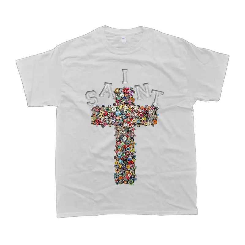 Sopula Vintage Saint Cross Printed Cotton T-Shirt