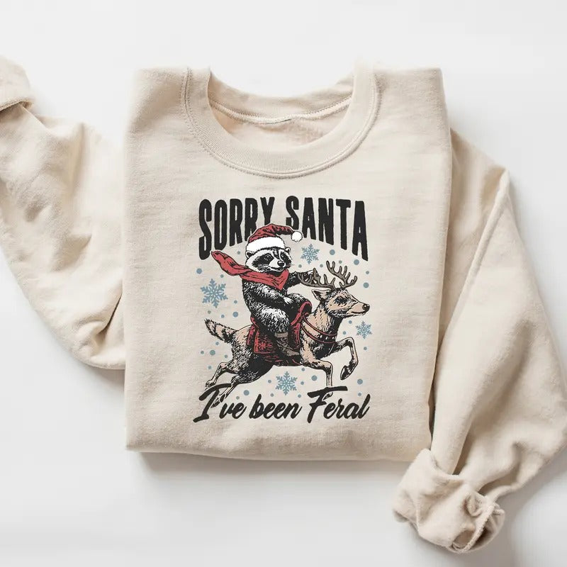 Sorry Santa Raccoon Premium Heavyweight Sweatshirt, Holiday Sweatshirt - Hoodies & Sweaters T-Shirts | TeeBloomCo.com