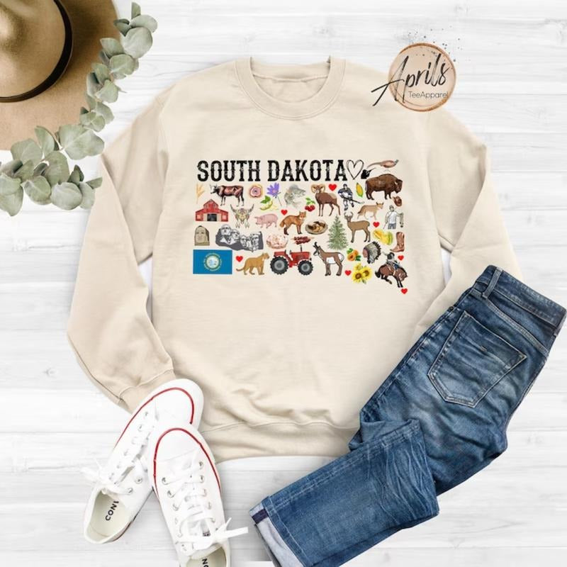 South Dakota Sweatshirt, South Dakota Hoodie, State Shirt Tops Fashion | TeeBloomCo.com
