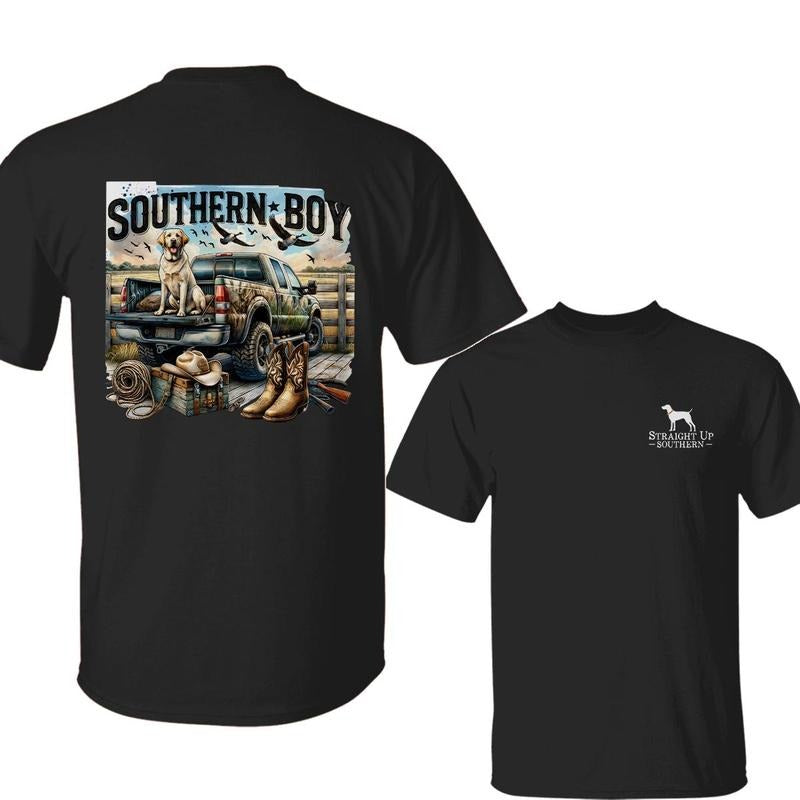 Southern Boy Country Truck T-Shirt, Straight Up Southern Tee, Cowboy Gear Shirt, Rural Life & Hunting Fishing Apparel,...