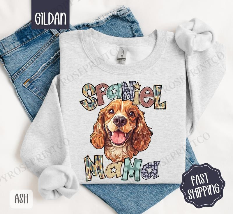 Spaniel Mama Sweatshirt, Dog Mama Women's Crewneck, Cute Spaniel Mom Women's Sweatshirt T-Shirts, Hoodie | TeeBloomCo.com