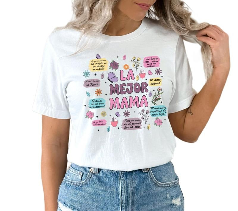 Spanish Mothers Day Shirt, Retro Madre Tee, Mother's Day Gift, Mama Daily Quotes Shirt, Retro Inspirational Mama Tee,...