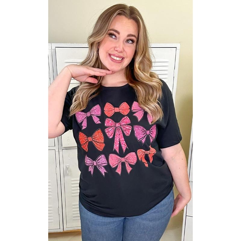 Sparkle Bow Graphic T-Shirt Hoodie, Sweatshirt | TeeBloomCo.com