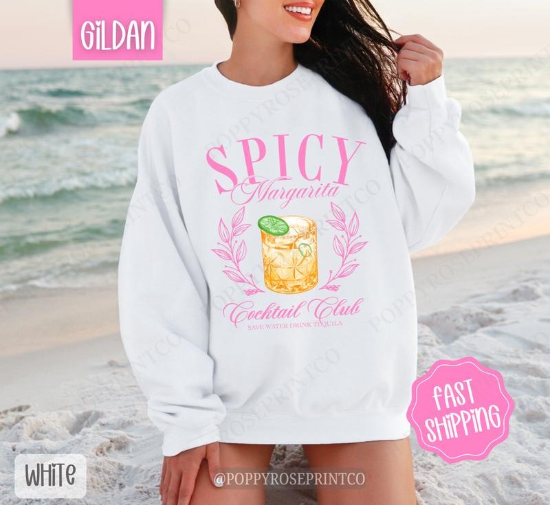 Spicy Margarita Sweatshirt, Cute Cocktail Sweater, Trendy Margarita Crewneck T-Shirts, Hoodie | TeeBloomCo.com
