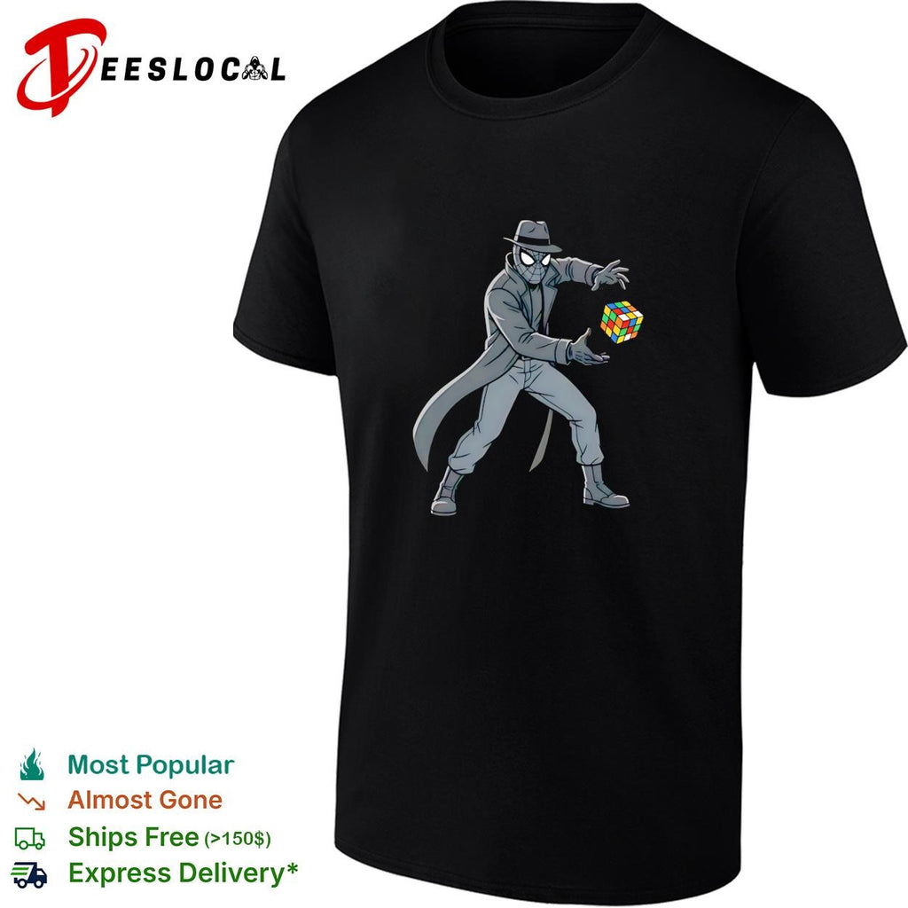 Spider-Man Noir trench coat Rubiks Cube mystery dark shirt