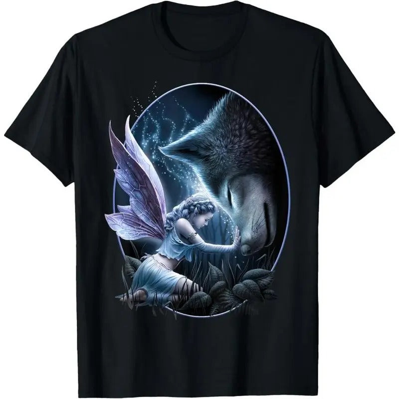 Spiral Original - Sacred Bond - Fairy and Wolf T-Shirt Made in USA Hoodie, Sweatshirt | TeeBloomCo.com