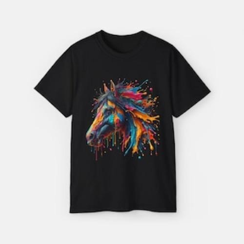 Spirit Splash T-shirt Exclusively Designed Vibrant Horse Art Tee made in usa Hoodie, Sweatshirt | TeeBloomCo.com