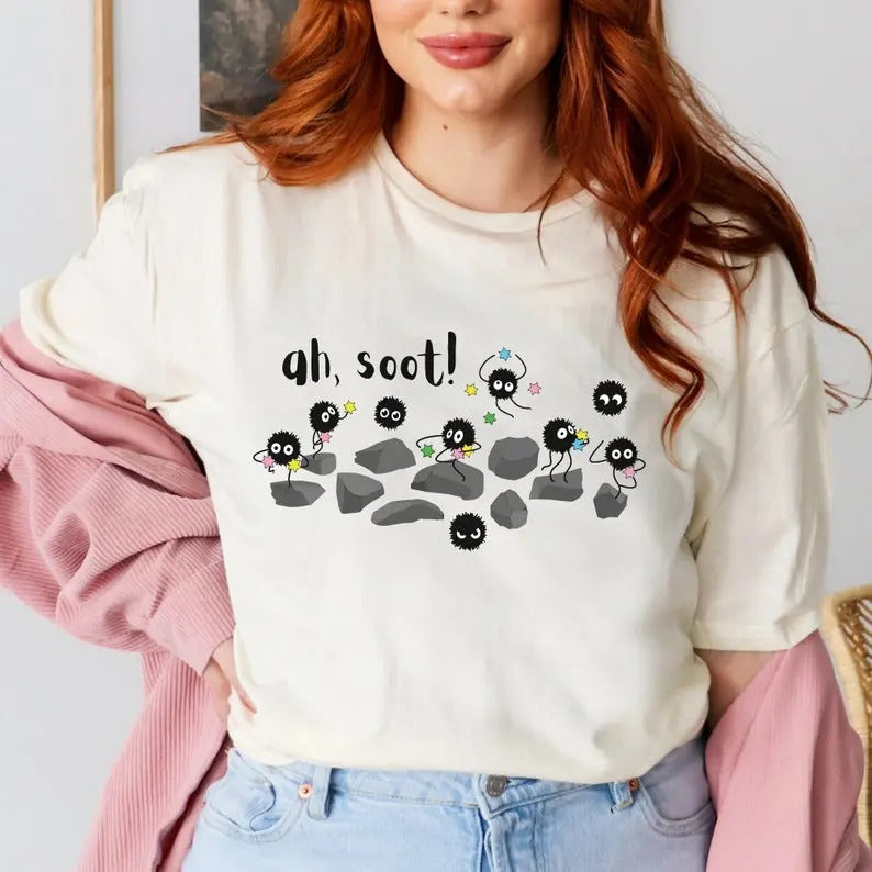 Spirited Away Inspired Soot Sprite 'ah, soot' Unisex Softstyle T-Shirt Hoodie, Sweatshirt | TeeBloomCo.com