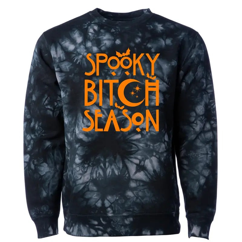 Spooky Bitch Tie Dye Crewneck Sweatshirt T-Shirts, Hoodie | TeeBloomCo.com