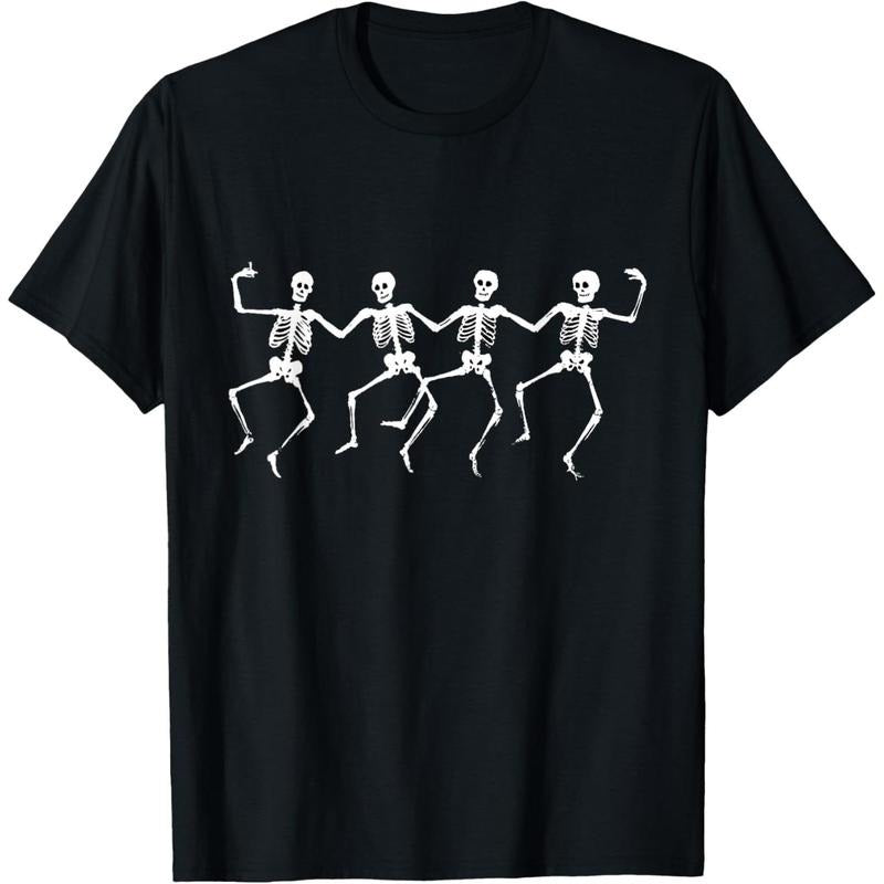 Spooky Dancing Skeletons Classic White Halloween T-Shirt T-Shirt made in usa Hoodie, Sweatshirt | TeeBloomCo.com