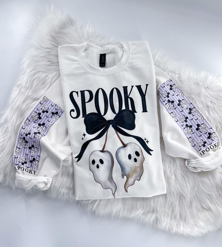 Spooky Ghost Coquette Halloween Graphic Sweatshirt or Hoodie Unisex  Womenswear Crewneck Casual Tshirt Top | TeeBloomCo.com