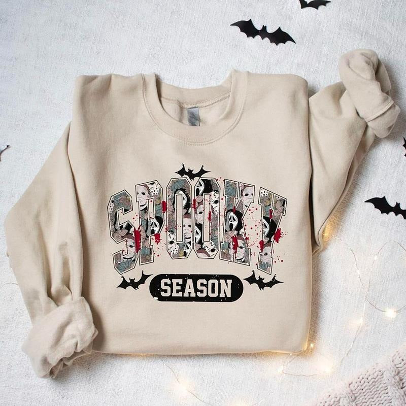 Spooky Season Sweatshirt, Halloween Sweatshirt For Women, Halloween Sweater, Halloween Movie Characters Shirt, Halloween...