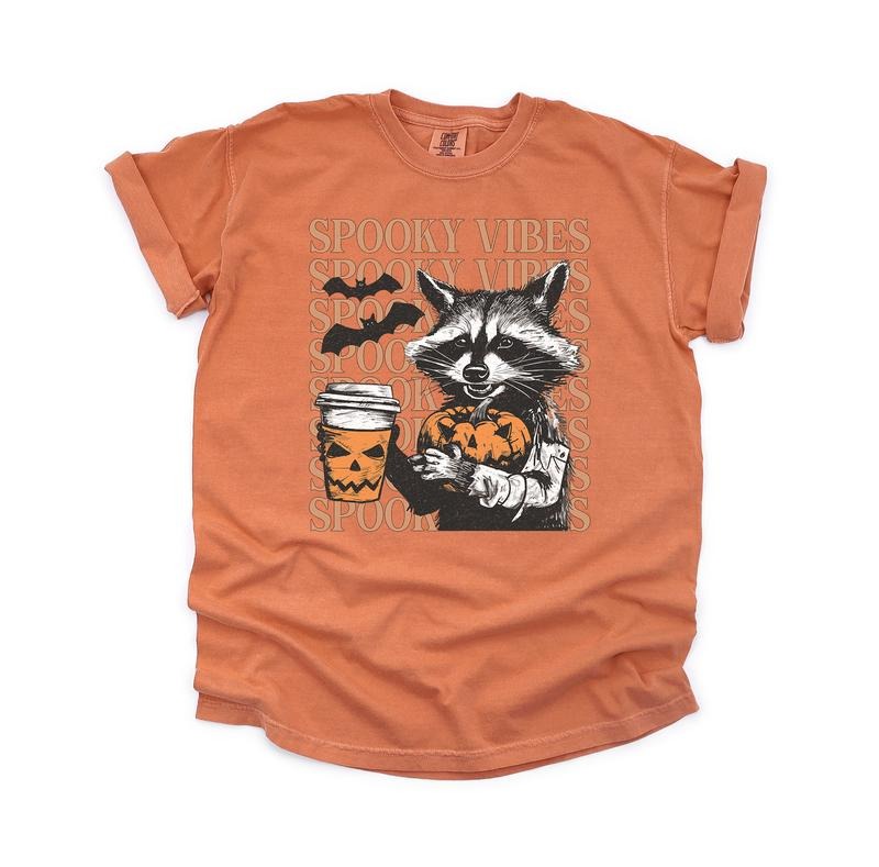 Spooky Vibes Raccoon Vintage Shirt, Autumn Comfort Colors Shirt Hoodie, Sweatshirt | TeeBloomCo.com