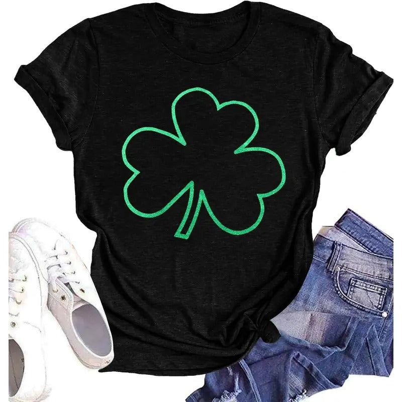 St. Patrick's Day Shirts for Women Shamrock Heart Graphic Tees St Patty's Lucky T-Shirt Irish Tops made in...