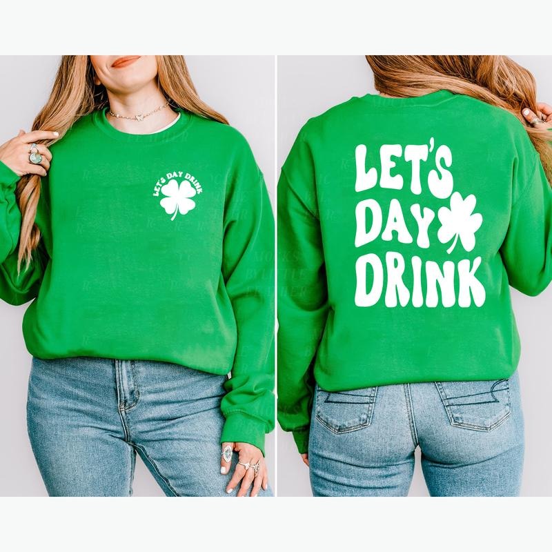 St Patrick's Day Sweatshirt, Preppy Clothes, Oversized Crewneck, Lucky Irish Sweatshirt, Women's Saint Patrick's Day...