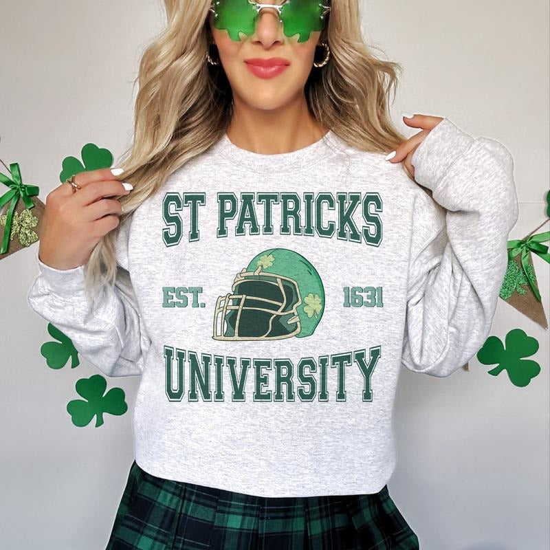 St Patrick's University St Patty's Day Lucky  Shamrock Football sweatshirt T-Shirts, Hoodie | TeeBloomCo.com